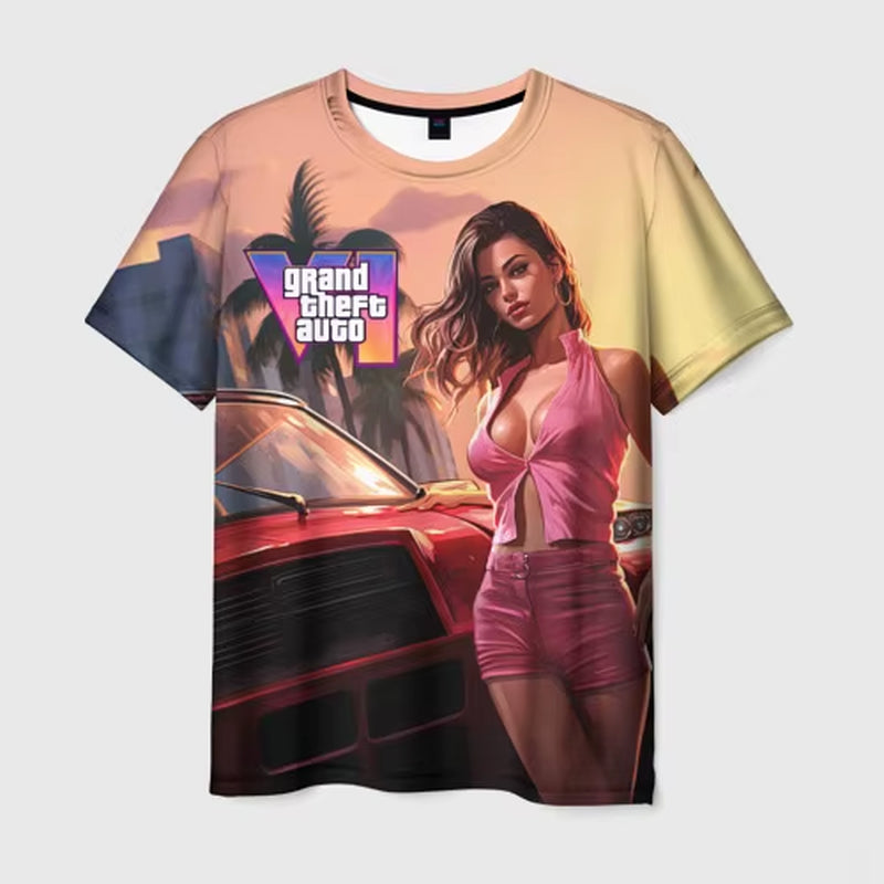 New Summer Hot Gta 6 T-Shirt Male 3D Grand Theft Auto VI Print Fashion Men/Women Short Sleeve Top Casual Style T shirt