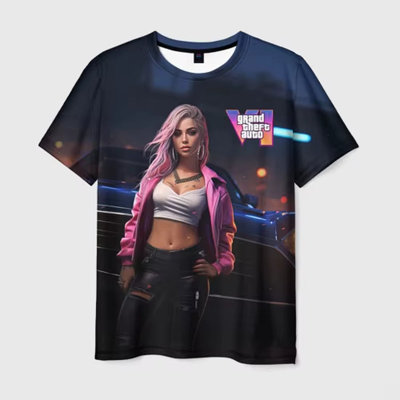 New Summer Hot Gta 6 T-Shirt Male 3D Grand Theft Auto VI Print Fashion Men/Women Short Sleeve Top Casual Style T shirt