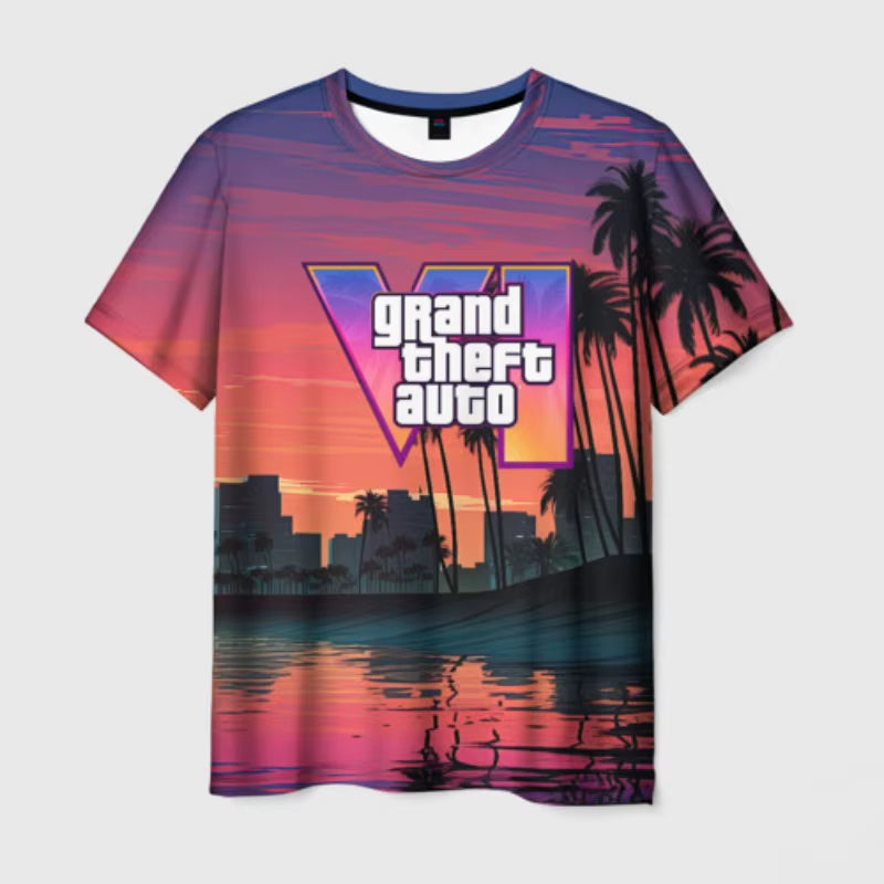 New Summer Hot Gta 6 T-Shirt Male 3D Grand Theft Auto VI Print Fashion Men/Women Short Sleeve Top Casual Style T shirt
