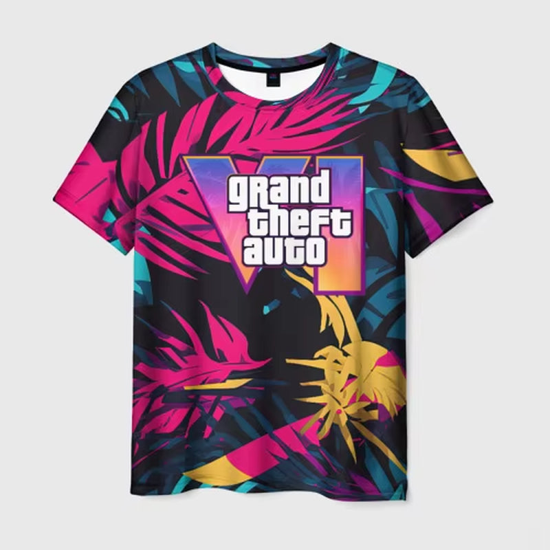 New Summer Hot Gta 6 T-Shirt Male 3D Grand Theft Auto VI Print Fashion Men/Women Short Sleeve Top Casual Style T shirt