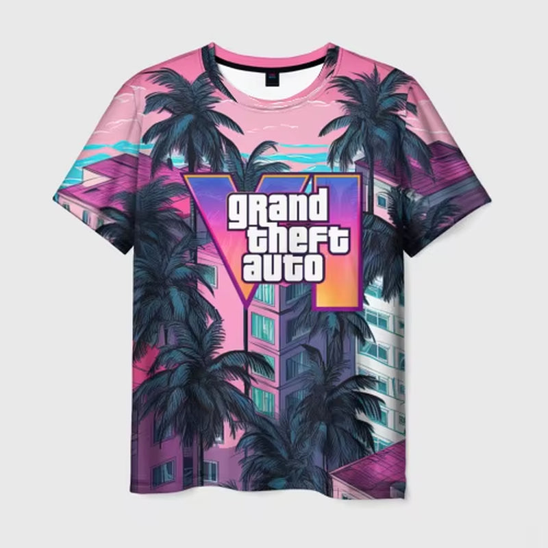 New Summer Hot Gta 6 T-Shirt Male 3D Grand Theft Auto VI Print Fashion Men/Women Short Sleeve Top Casual Style T shirt