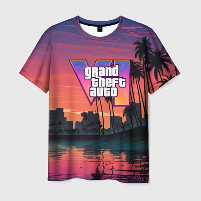 New Summer Hot Gta 6 T-Shirt Male 3D Grand Theft Auto VI Print Fashion Men/Women Short Sleeve Top Casual Style T shirt