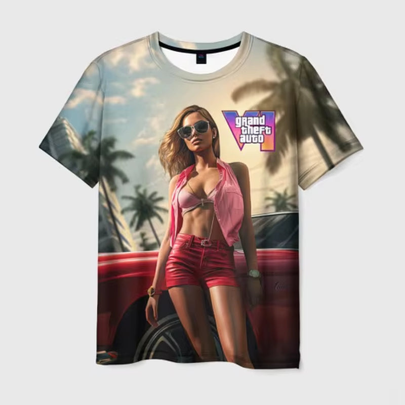 New Summer Hot Gta 6 T-Shirt Male 3D Grand Theft Auto VI Print Fashion Men/Women Short Sleeve Top Casual Style T shirt