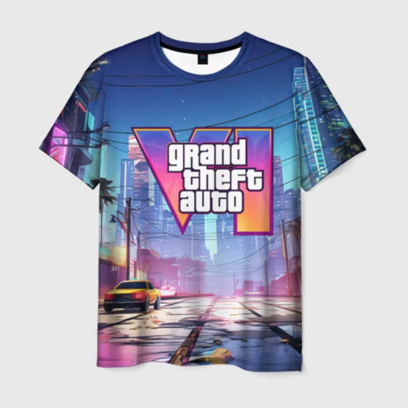 New Summer Hot Gta 6 T-Shirt Male 3D Grand Theft Auto VI Print Fashion Men/Women Short Sleeve Top Casual Style T shirt