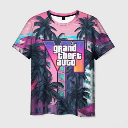 New Summer Hot Gta 6 T-Shirt Male 3D Grand Theft Auto VI Print Fashion Men/Women Short Sleeve Top Casual Style T shirt