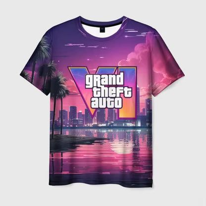 New Summer Hot Gta 6 T-Shirt Male 3D Grand Theft Auto VI Print Fashion Men/Women Short Sleeve Top Casual Style T shirt