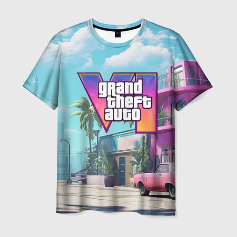 New Summer Hot Gta 6 T-Shirt Male 3D Grand Theft Auto VI Print Fashion Men/Women Short Sleeve Top Casual Style T shirt