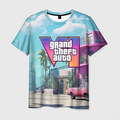 New Summer Hot Gta 6 T-Shirt Male 3D Grand Theft Auto VI Print Fashion Men/Women Short Sleeve Top Casual Style T shirt