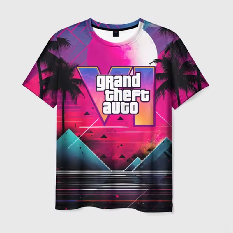 New Summer Hot Gta 6 T-Shirt Male 3D Grand Theft Auto VI Print Fashion Men/Women Short Sleeve Top Casual Style T shirt