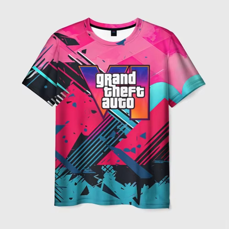 New Summer Hot Gta 6 T-Shirt Male 3D Grand Theft Auto VI Print Fashion Men/Women Short Sleeve Top Casual Style T shirt